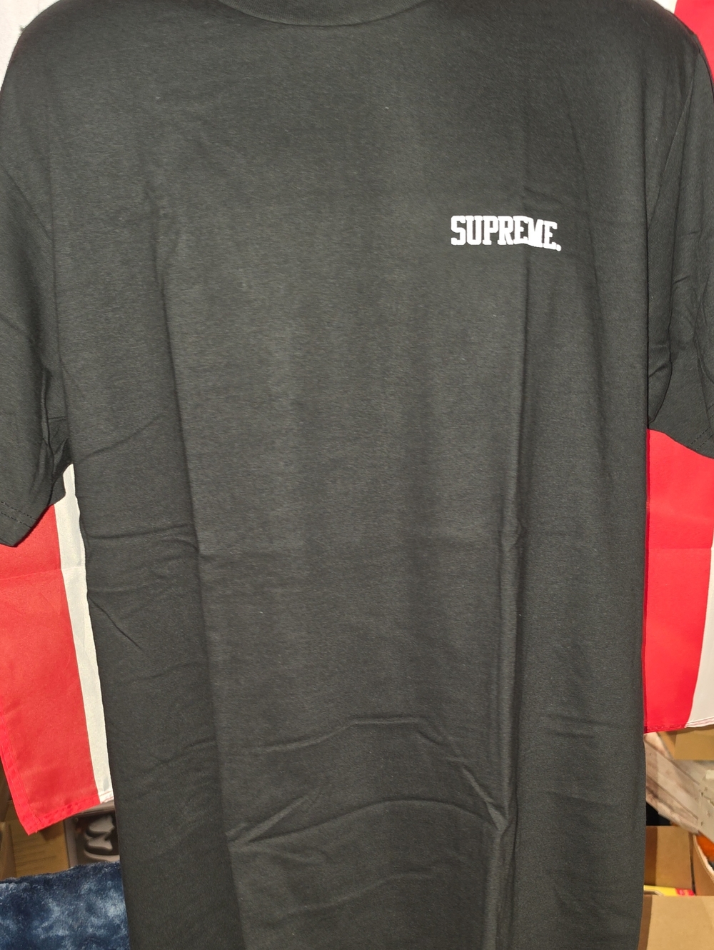 Supreme Black Tee with Small White Chest Logo